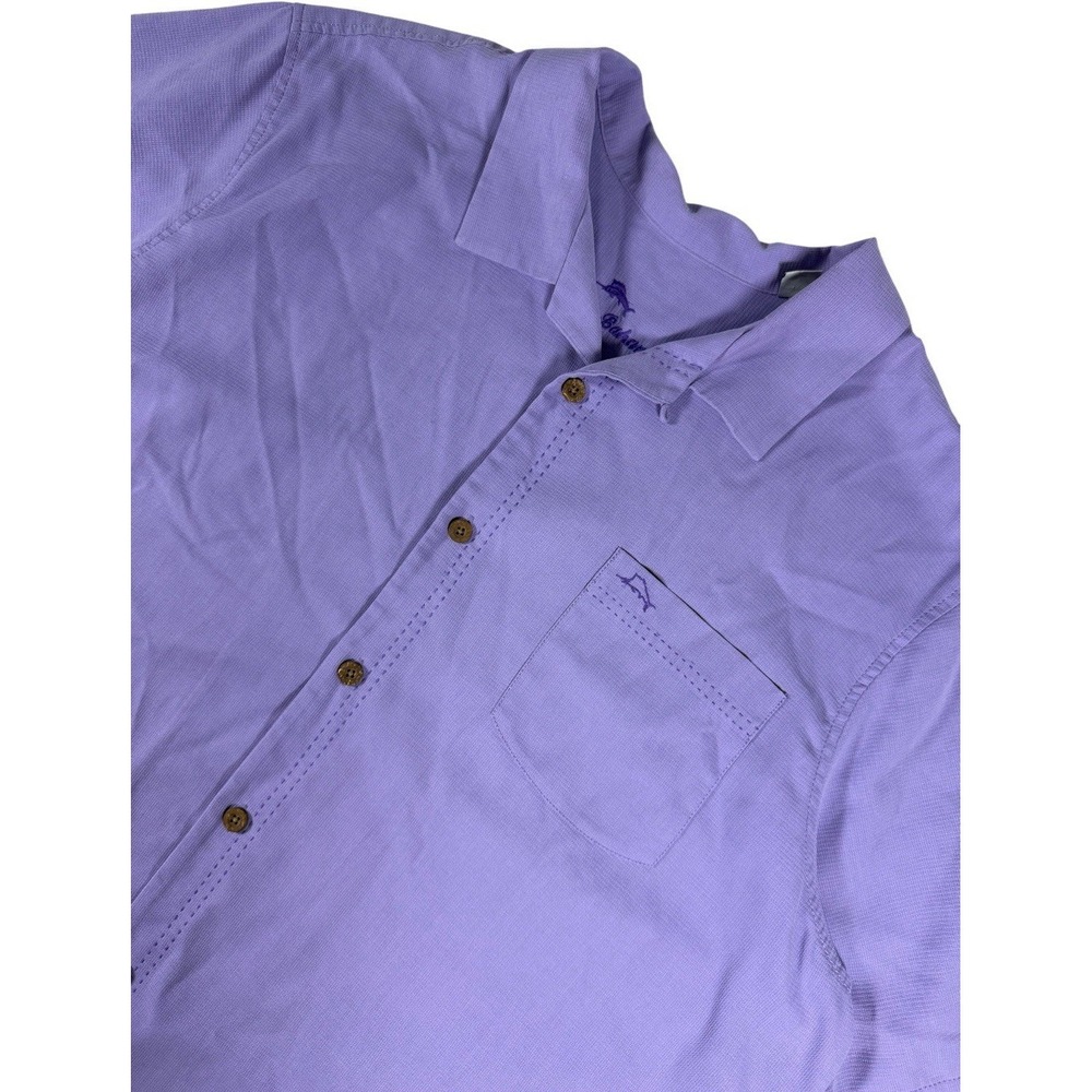 Tommy Bahama Island Zone Silk Blend Button Up Shirt Purple Men's XXL Tall